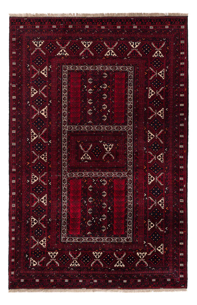 Afghan Teppich - 246 x 159 cm - dunkelrot