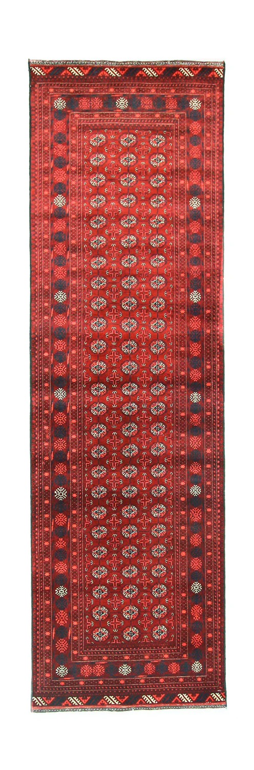 Afghan Teppich - Buchara 293 x 87 cm - dunkelrot