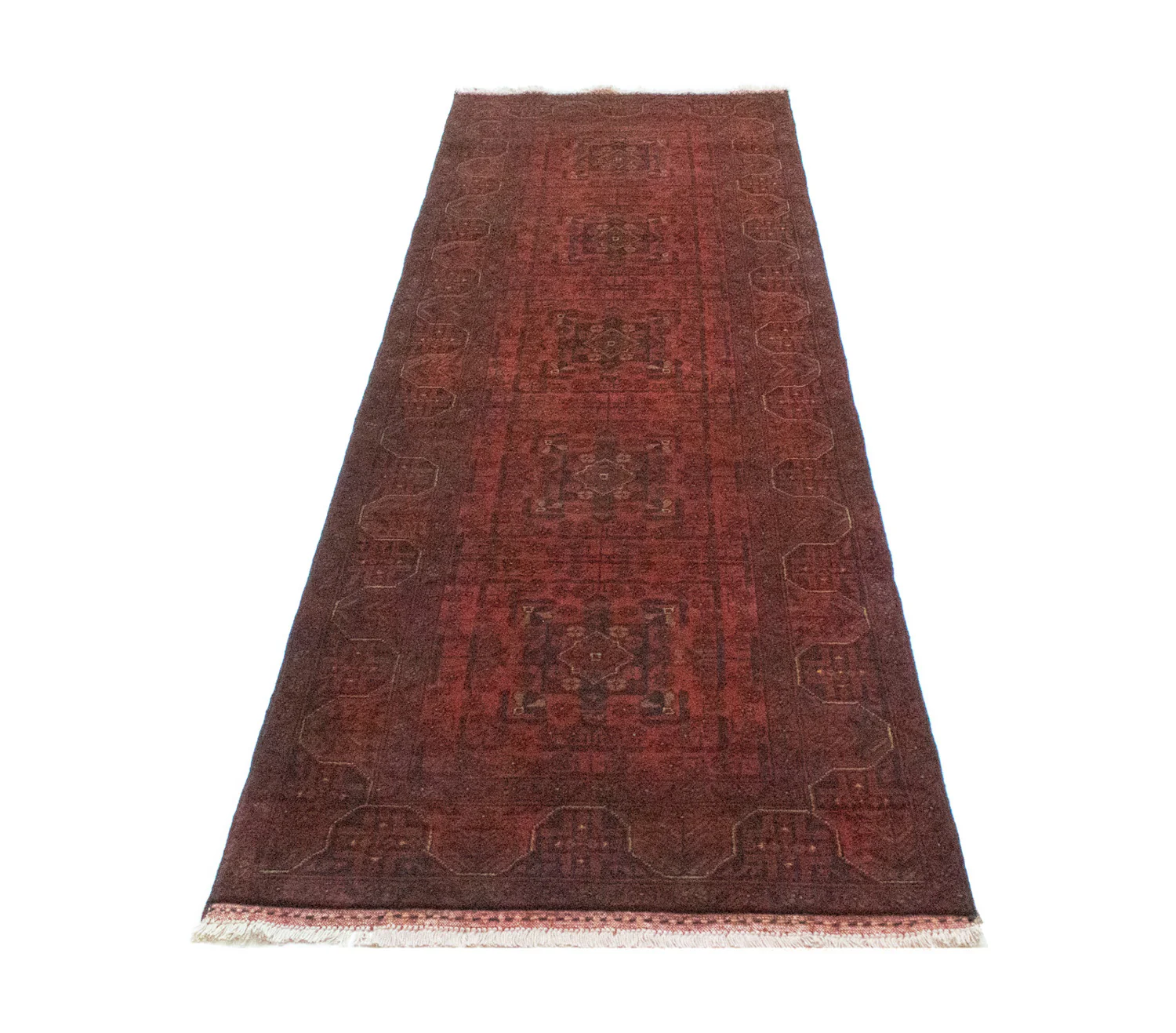 Afghan Teppich - Kunduz 290 x 80 cm - dunkelrot - Image 5