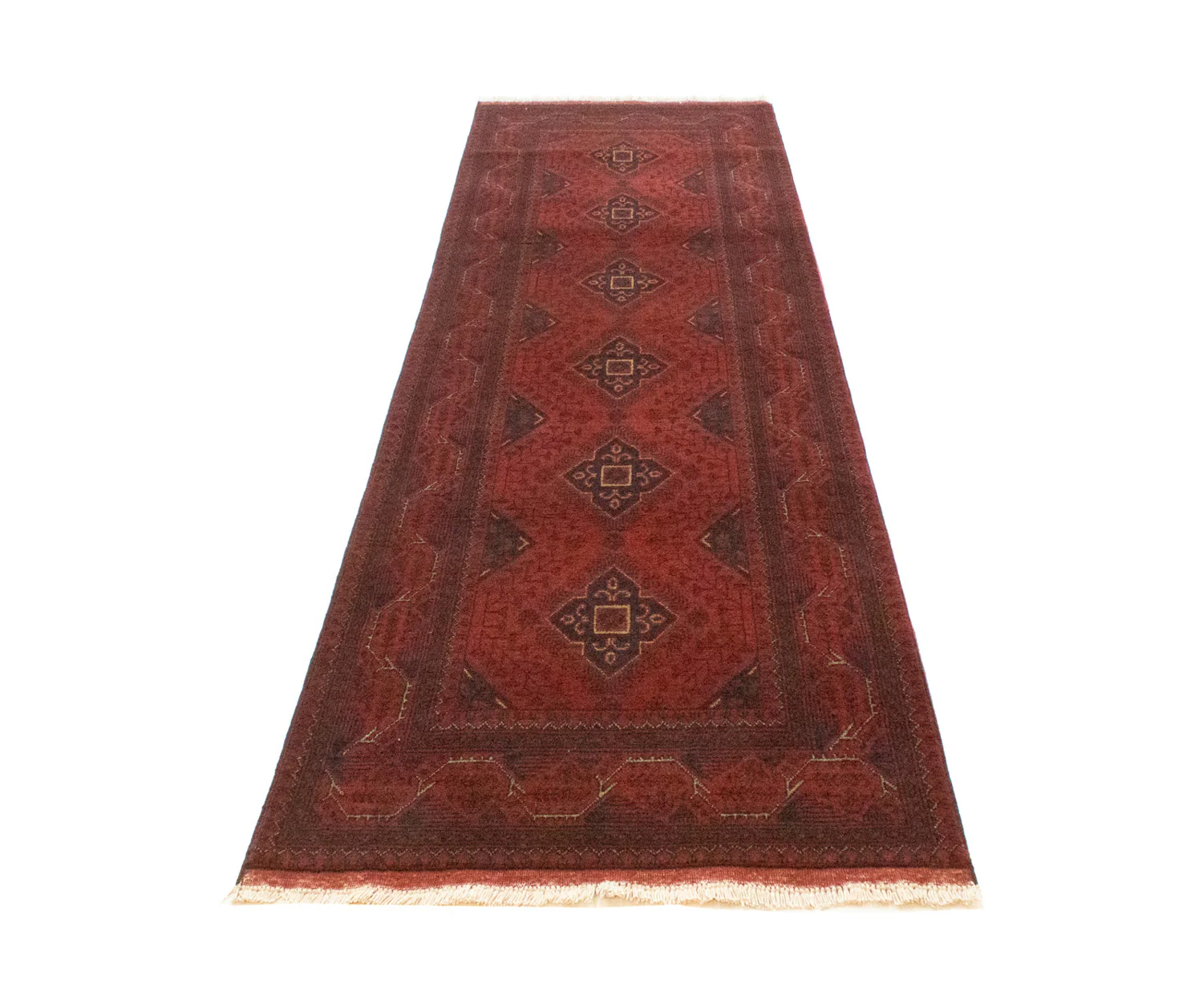 Afghan Teppich - Kunduz 296 x 84 cm - dunkelrot - Image 5