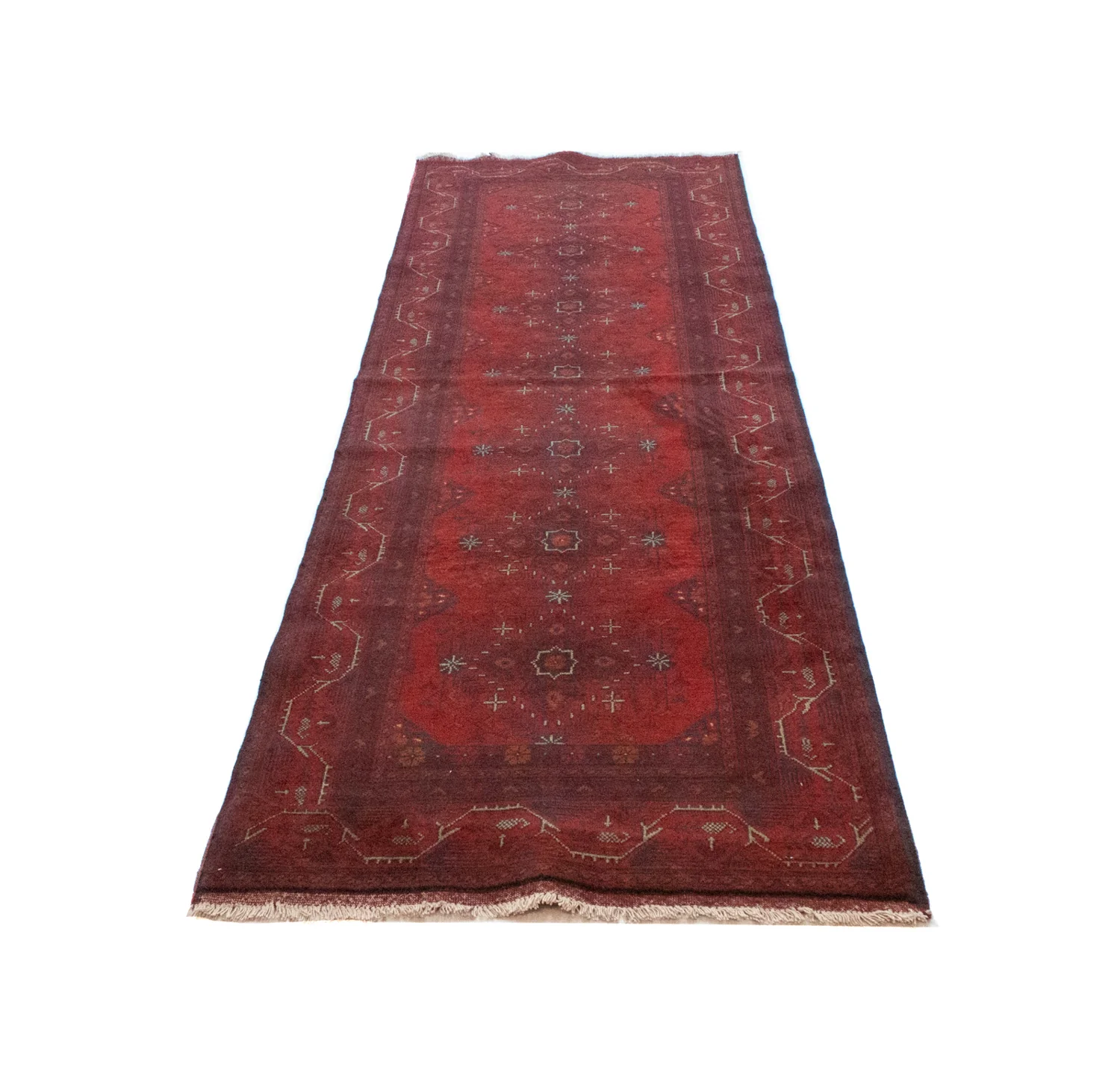 Afghan Teppich - Kunduz 299 x 86 cm - dunkelrot - Image 5