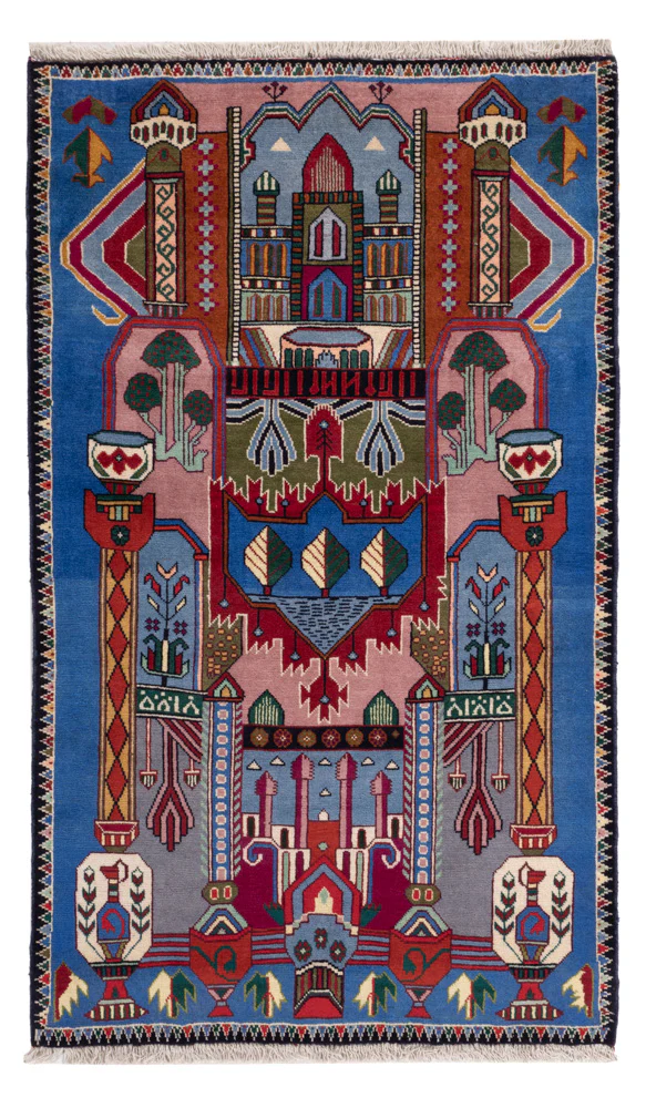 Belutsch Teppich - 140 x 90 cm - blau