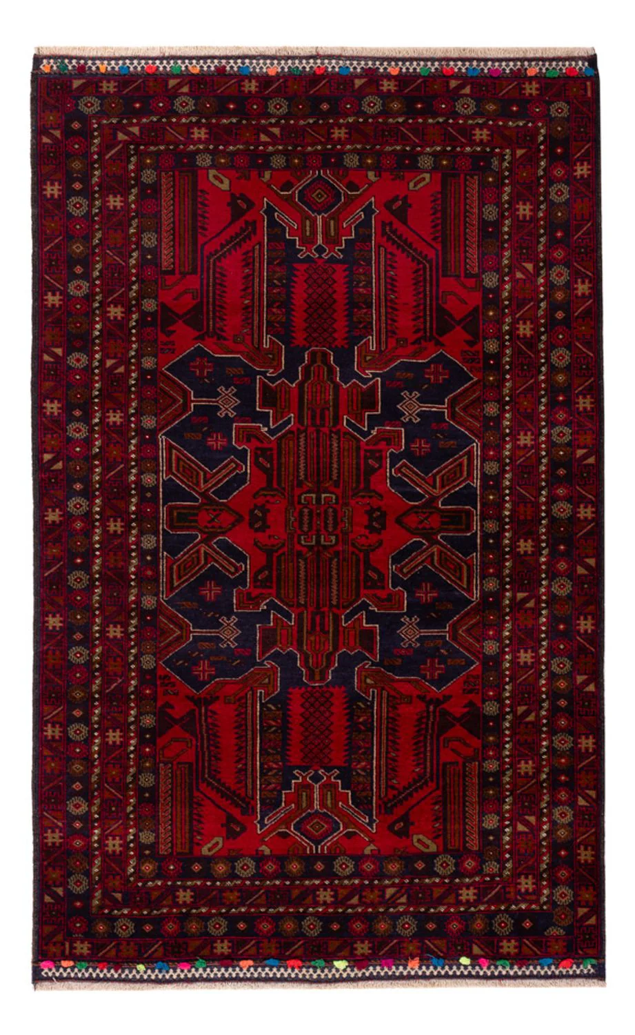 Belutsch Teppich - 184 x 116 cm - dunkelrot