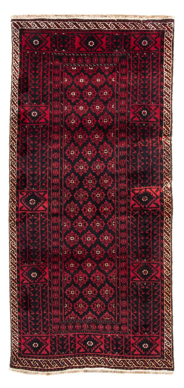Belutsch Teppich 222 x 110 cm - dunkelrot