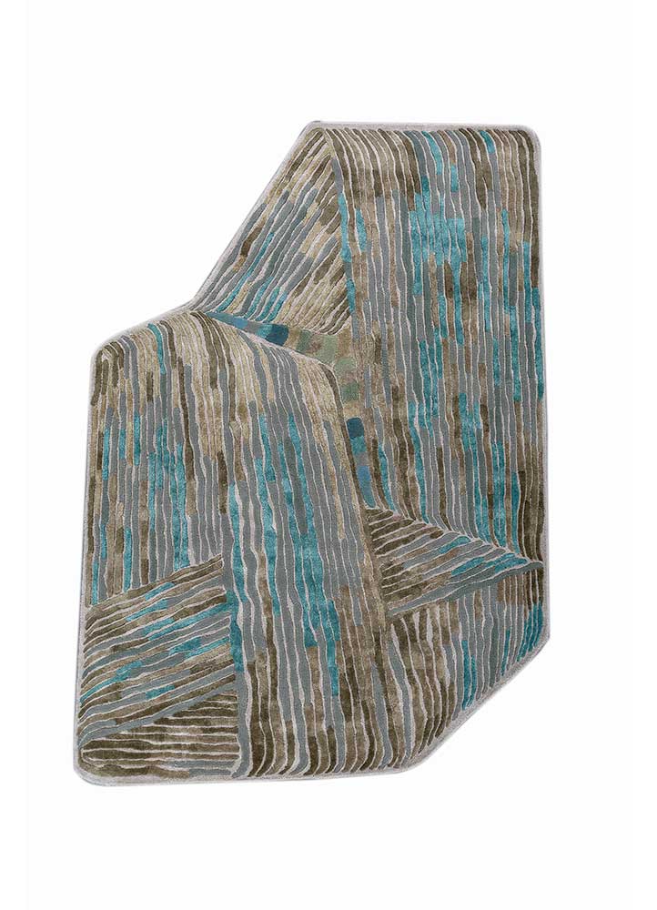 Designer Teppich sonderform - 270 x 180 cm - blau