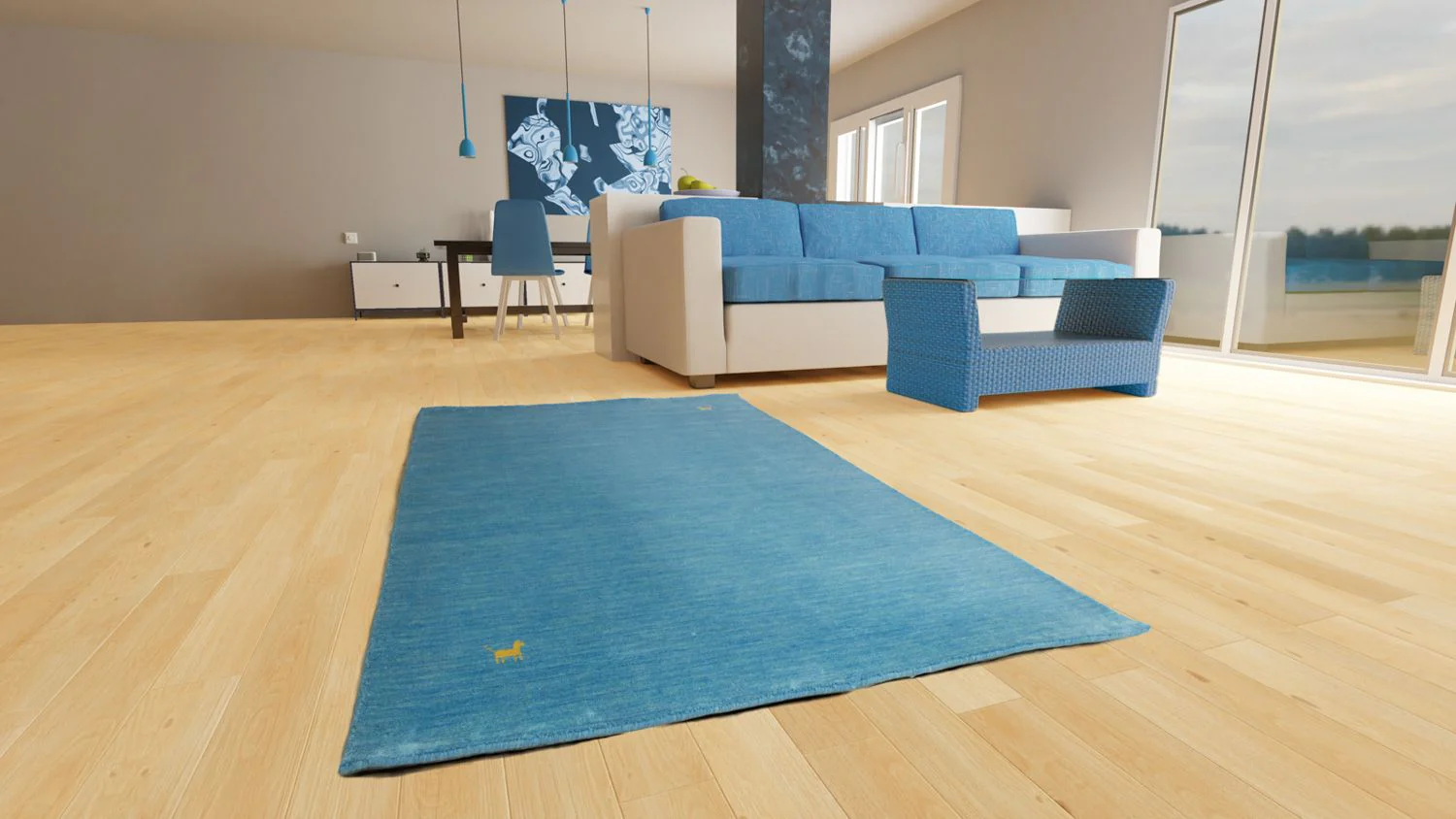 Gabbeh Teppich - Indus 250 x 200 cm - hellblau - Image 2