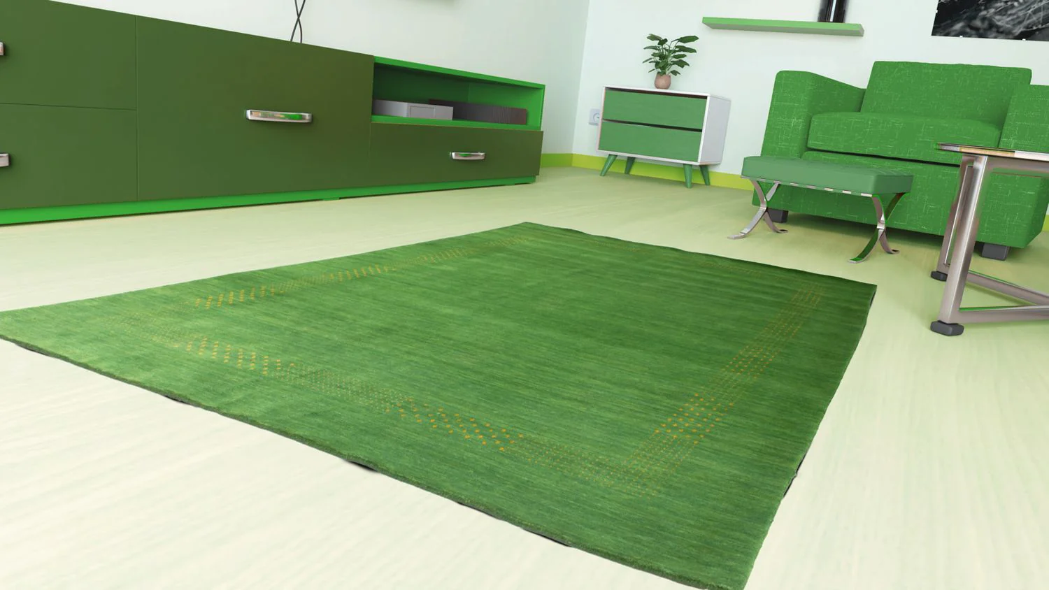 Gabbeh Teppich - Indus 300 x 250 cm - grün - Image 2
