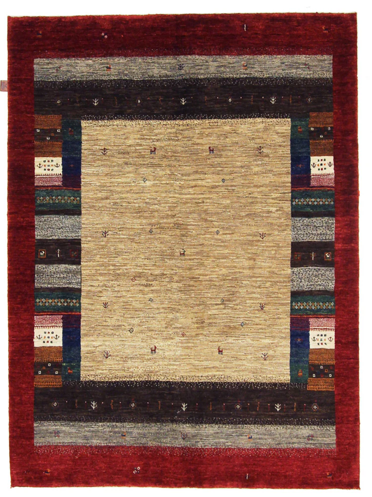 Gabbeh Teppich - Loribaft Indus - 213 x 157 cm - beige