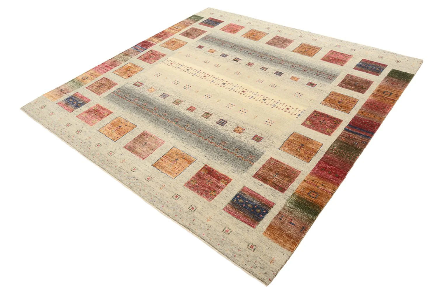 Gabbeh Teppich - Loribaft Indus quadratisch  - 206 x 204 cm - dunkelbeige - Image 3