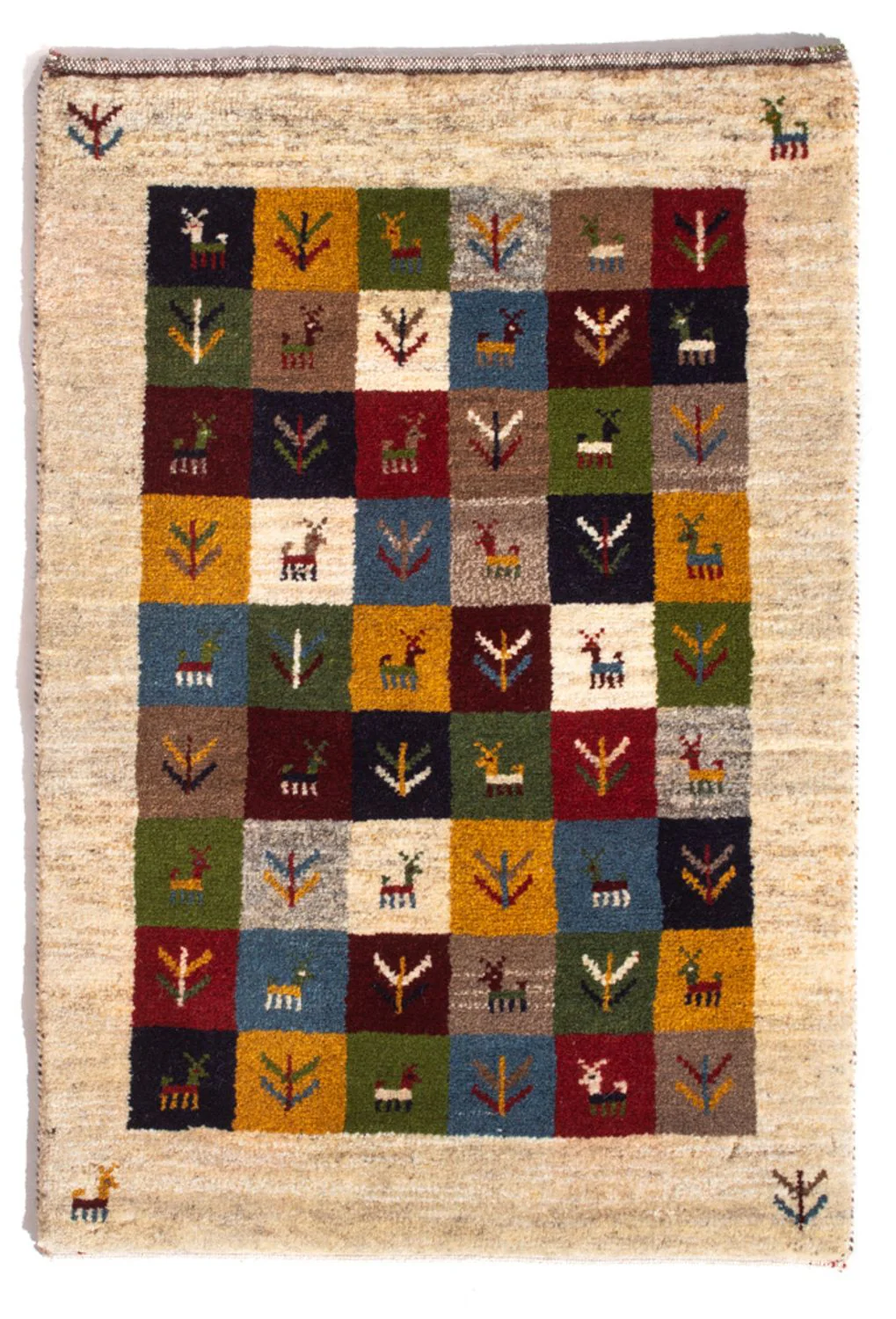 Gabbeh Persisch Teppich 90x62cm - Perserteppich Wollteppich