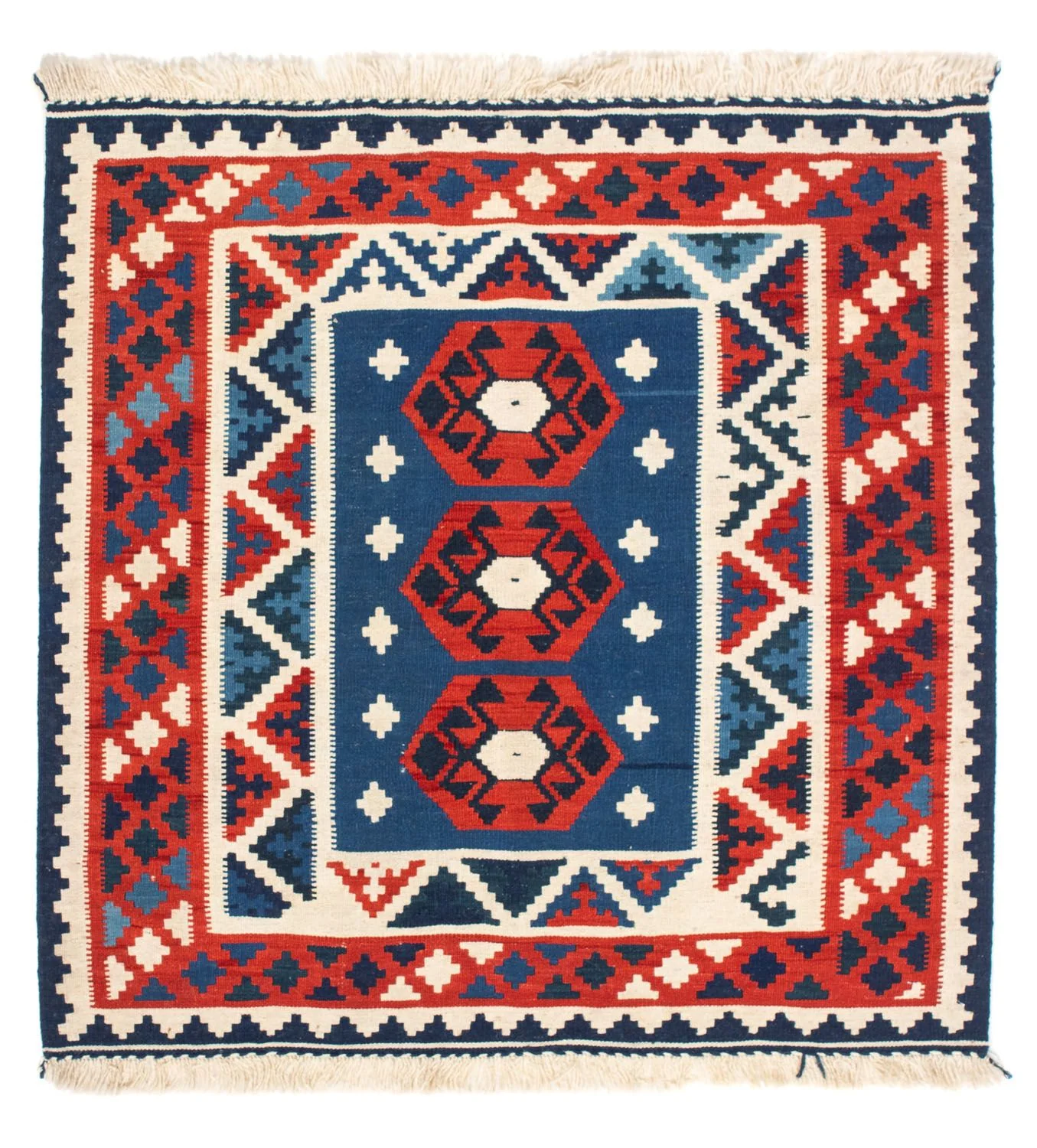 Kelim Teppich - Oriental 105 x 104 cm - dunkelblau