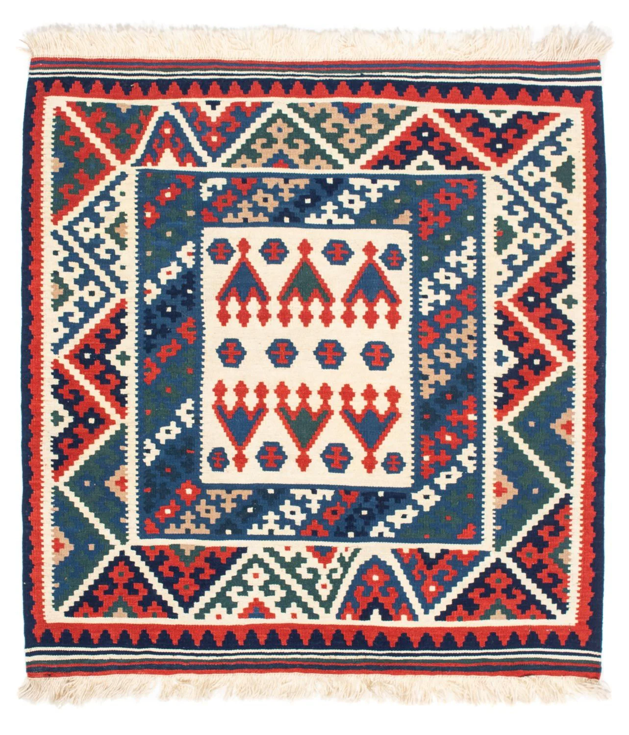 Kelim Teppich - Oriental 117 x 102 cm - dunkelblau