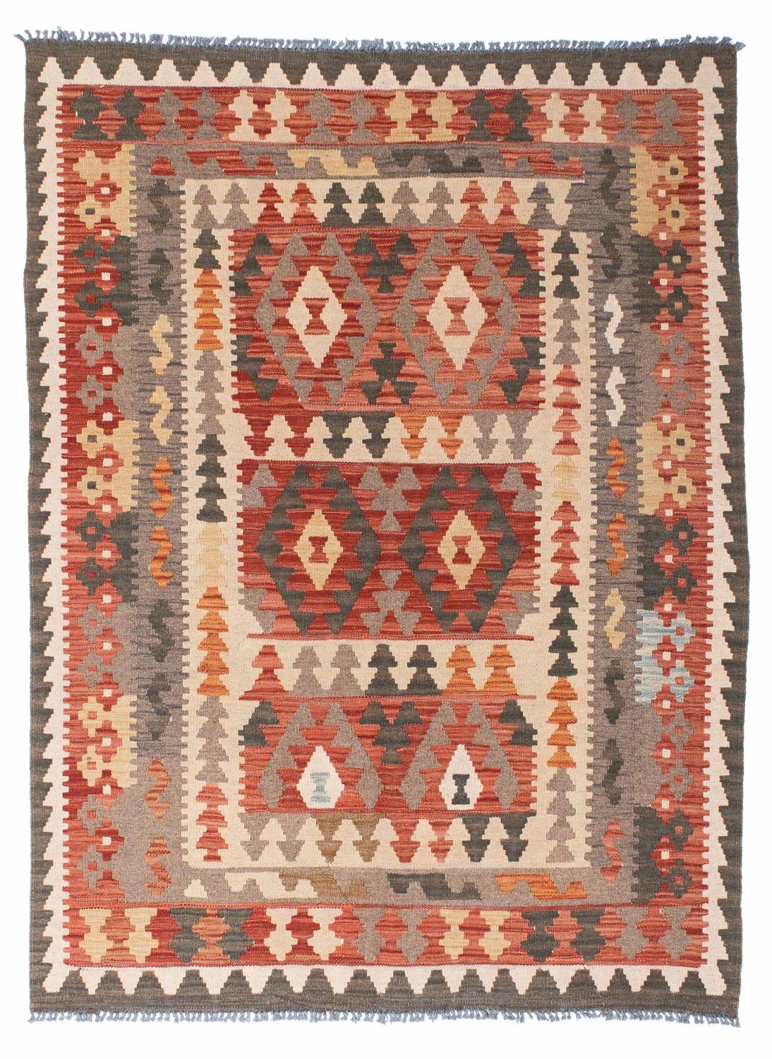 Kelim Teppich - Oriental 194 x 147 cm - hellrot