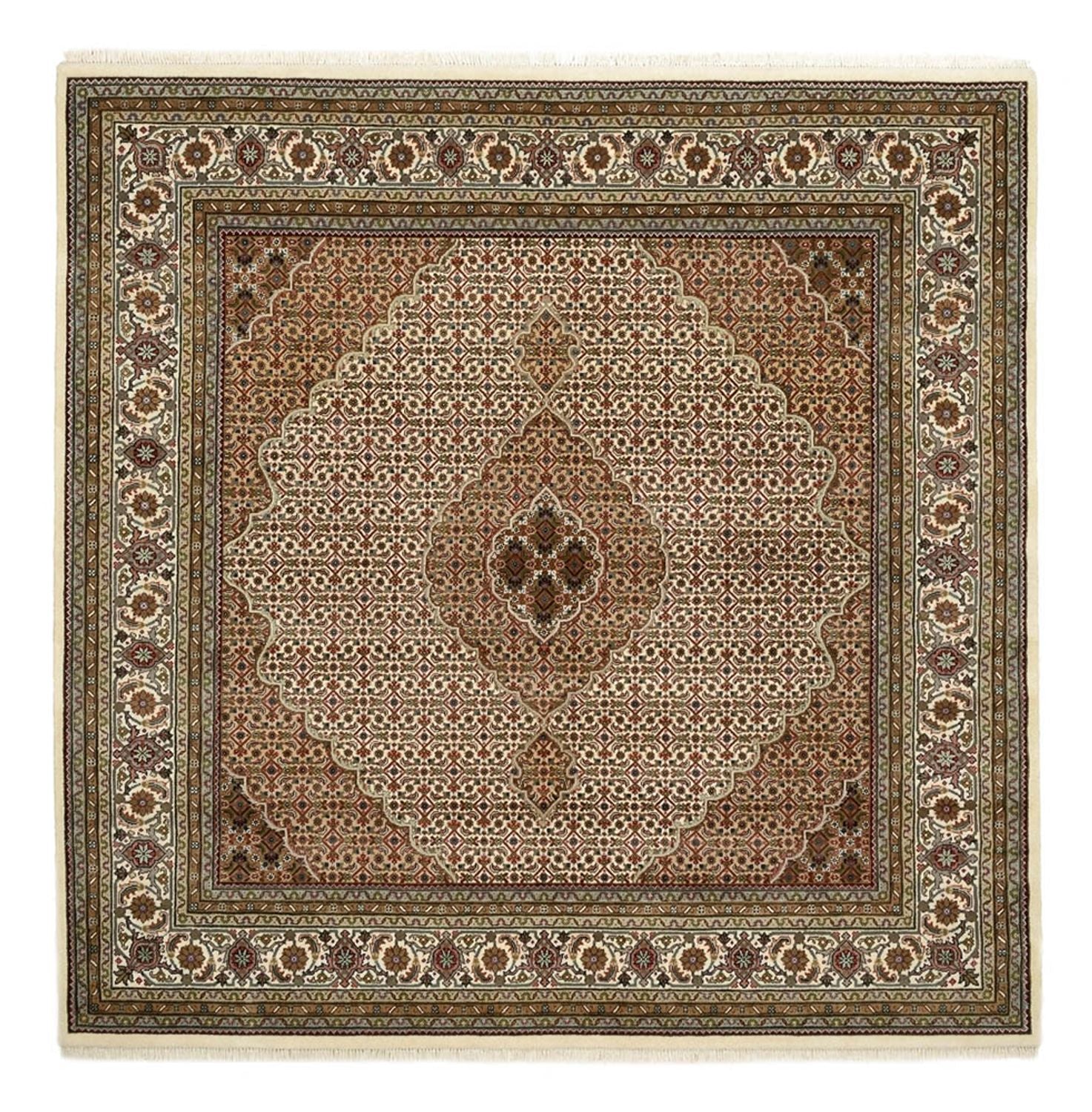 Orientteppich - Täbriz quadratisch - 203 x 201 cm - dunkelbeige