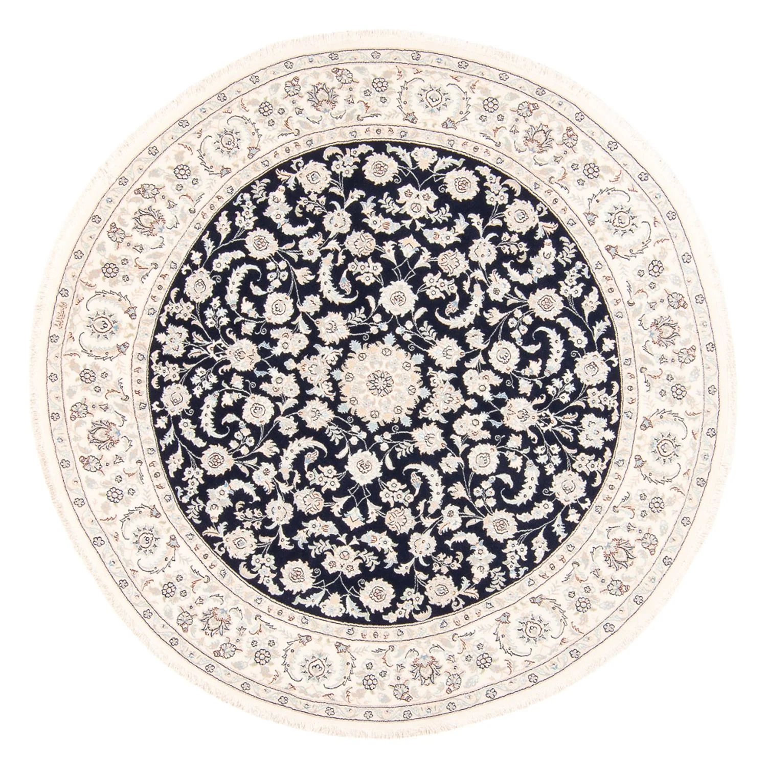 Perserteppich - Nain rund - 202 x 202 cm - dunkelblau
