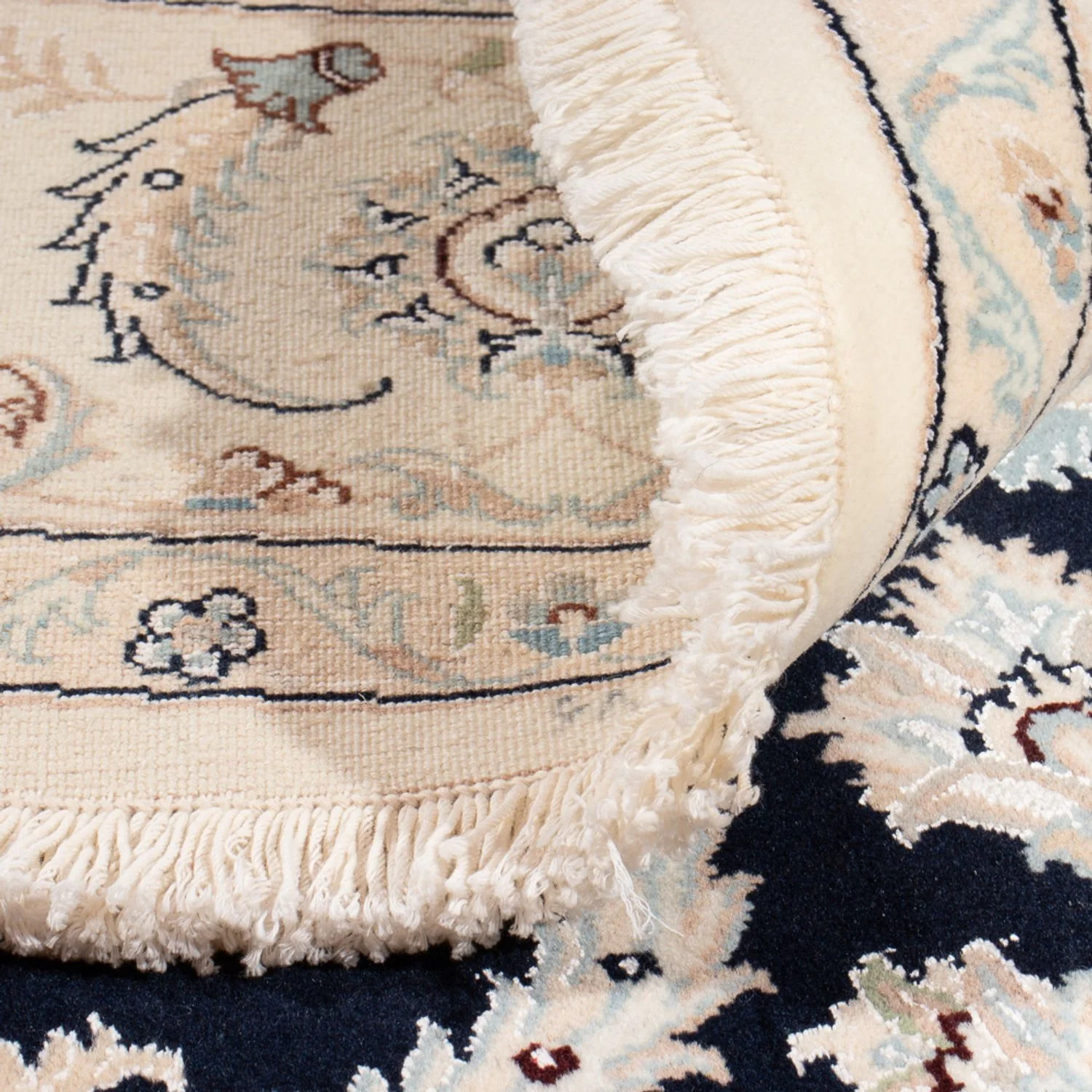 Perserteppich - Nain rund - 202 x 202 cm - dunkelblau - Image 4