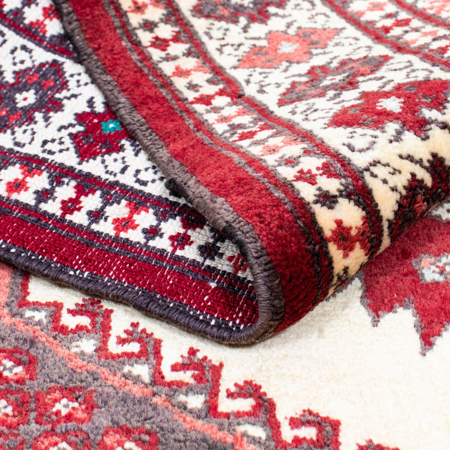 Turkaman Teppich 133 x 92 cm - dunkelrot - Image 4