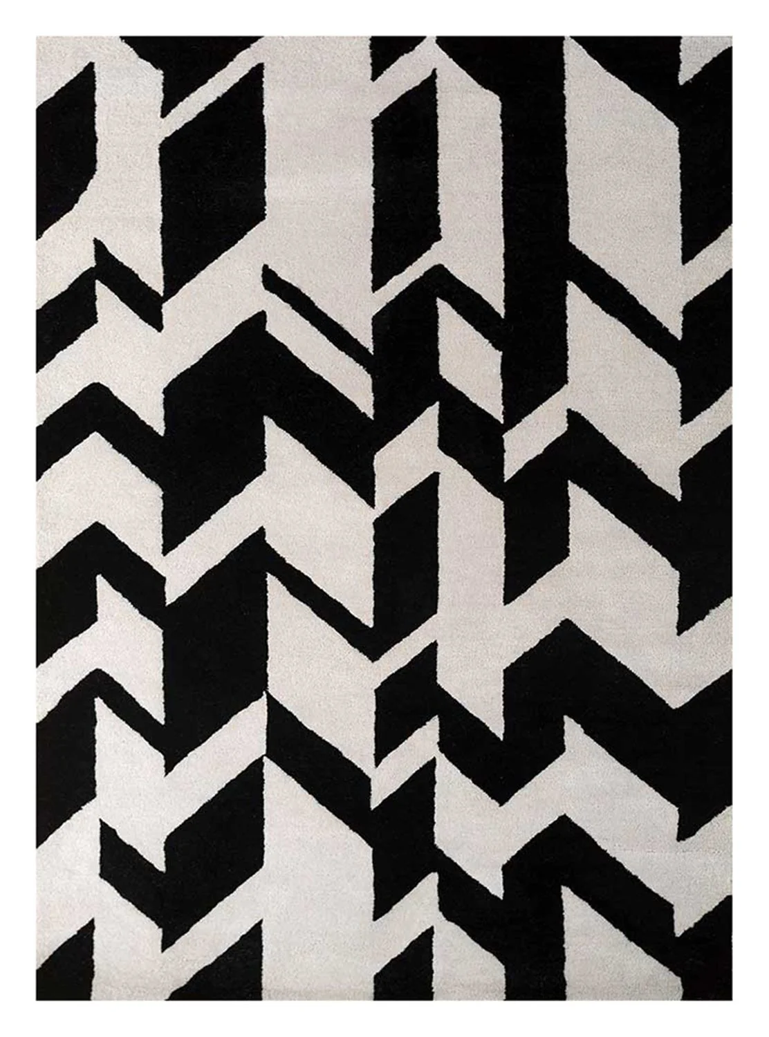 Wollteppich - 235 x 148 cm - schwarz-weiß