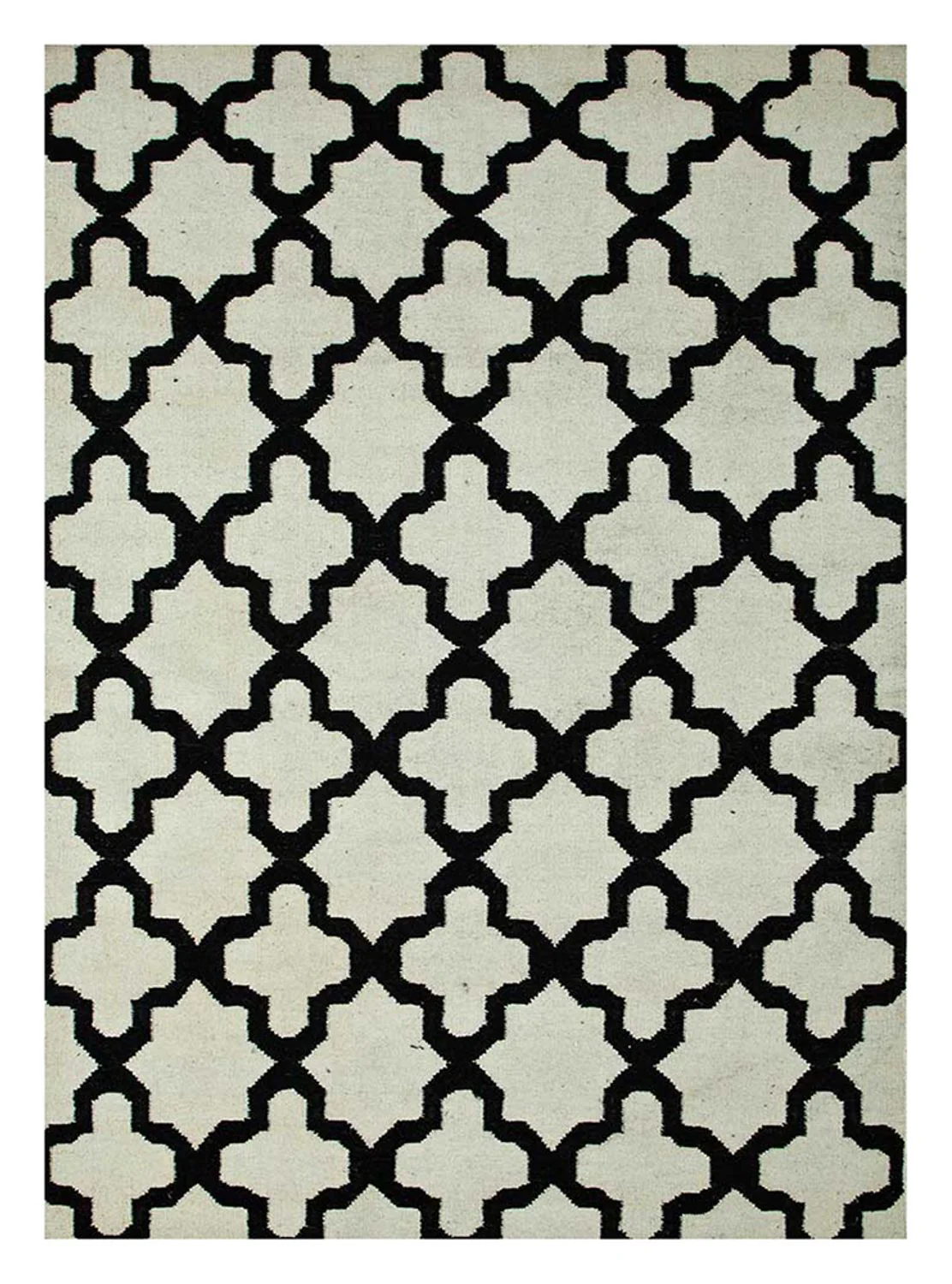 Wollteppich - 240 x 150 cm - schwarz-weiß