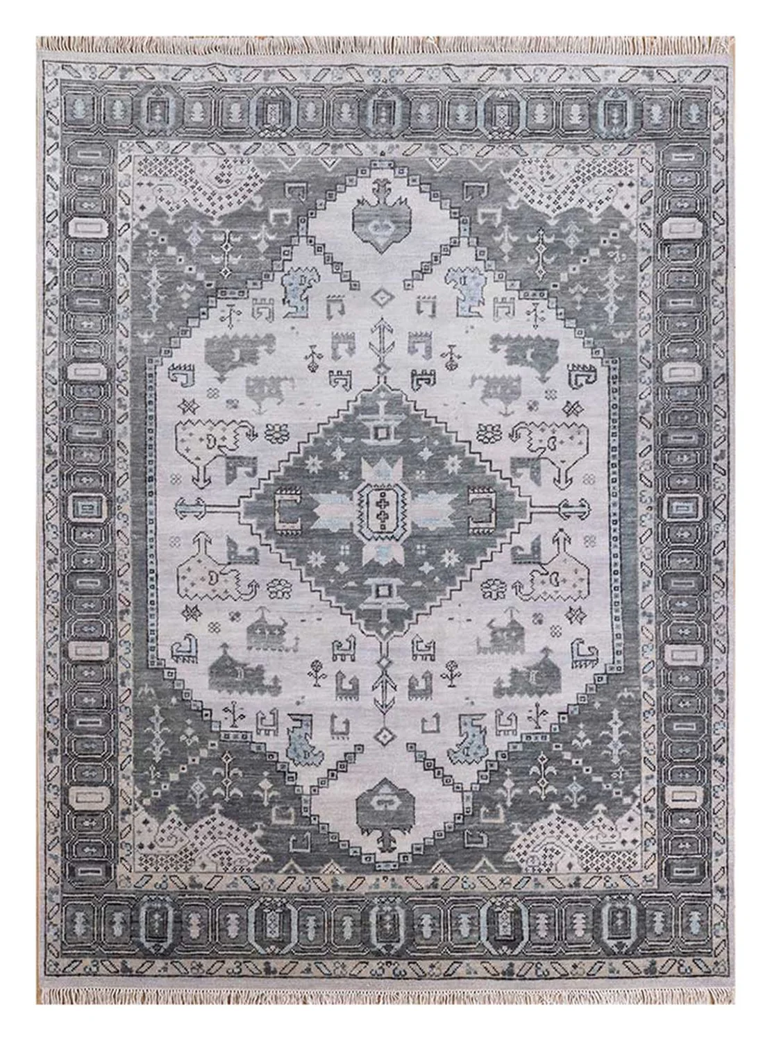 Wollteppich - 300 x 240 cm - silber
