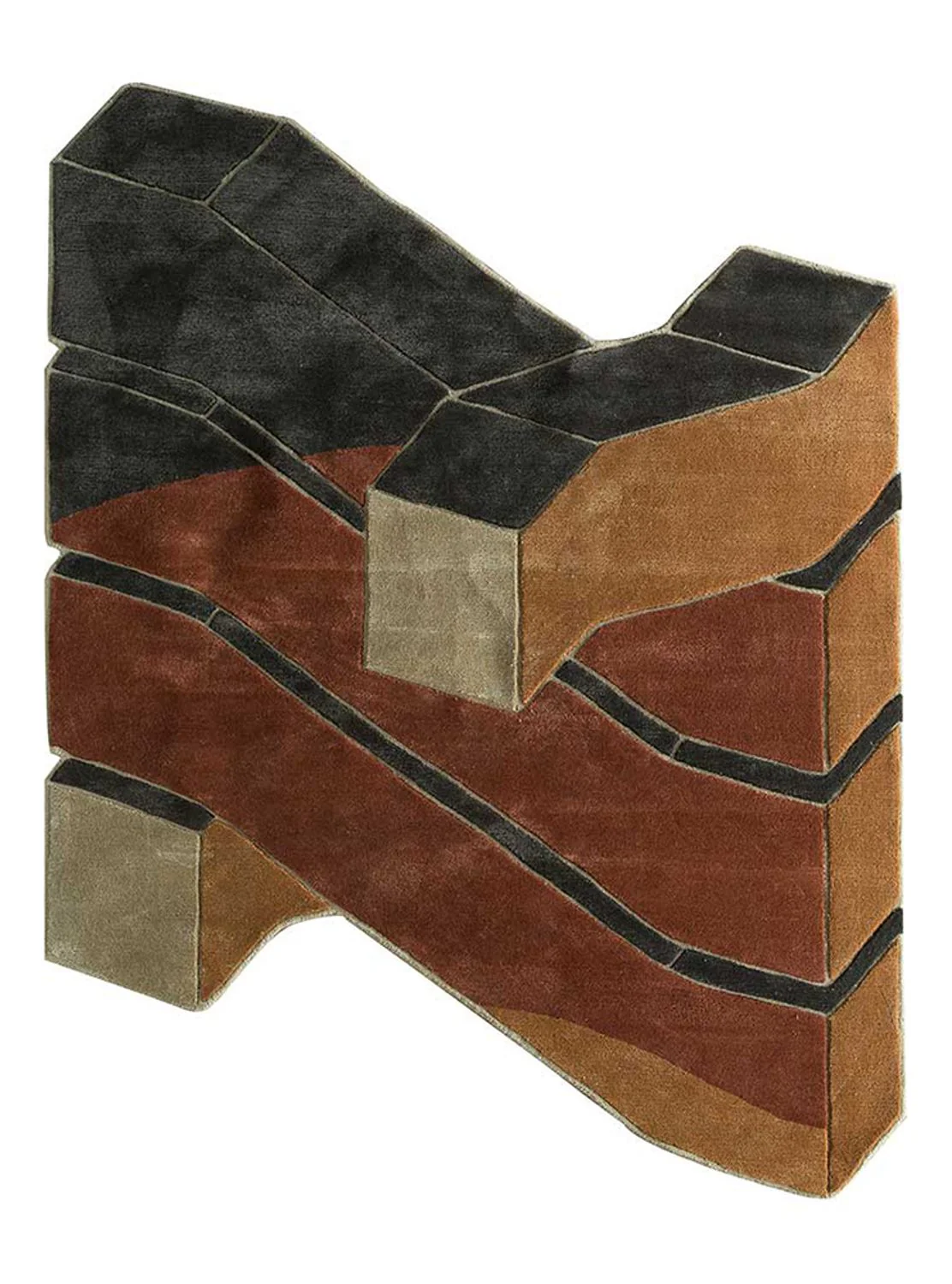 Wollteppich sonderform - 240 x 180 cm - mehrfarbig