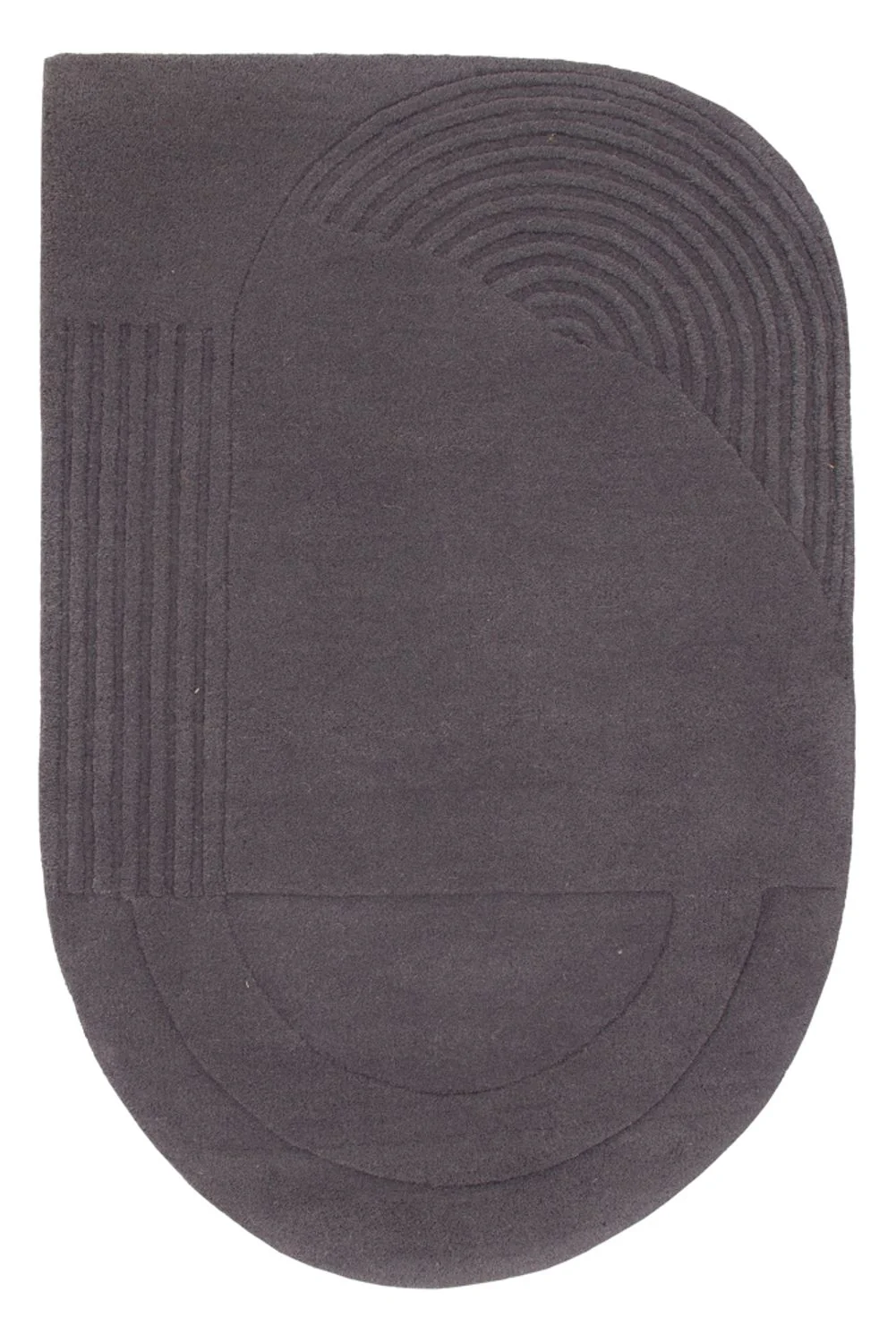 Wollteppich sonderform - 90 x 60 cm - grau