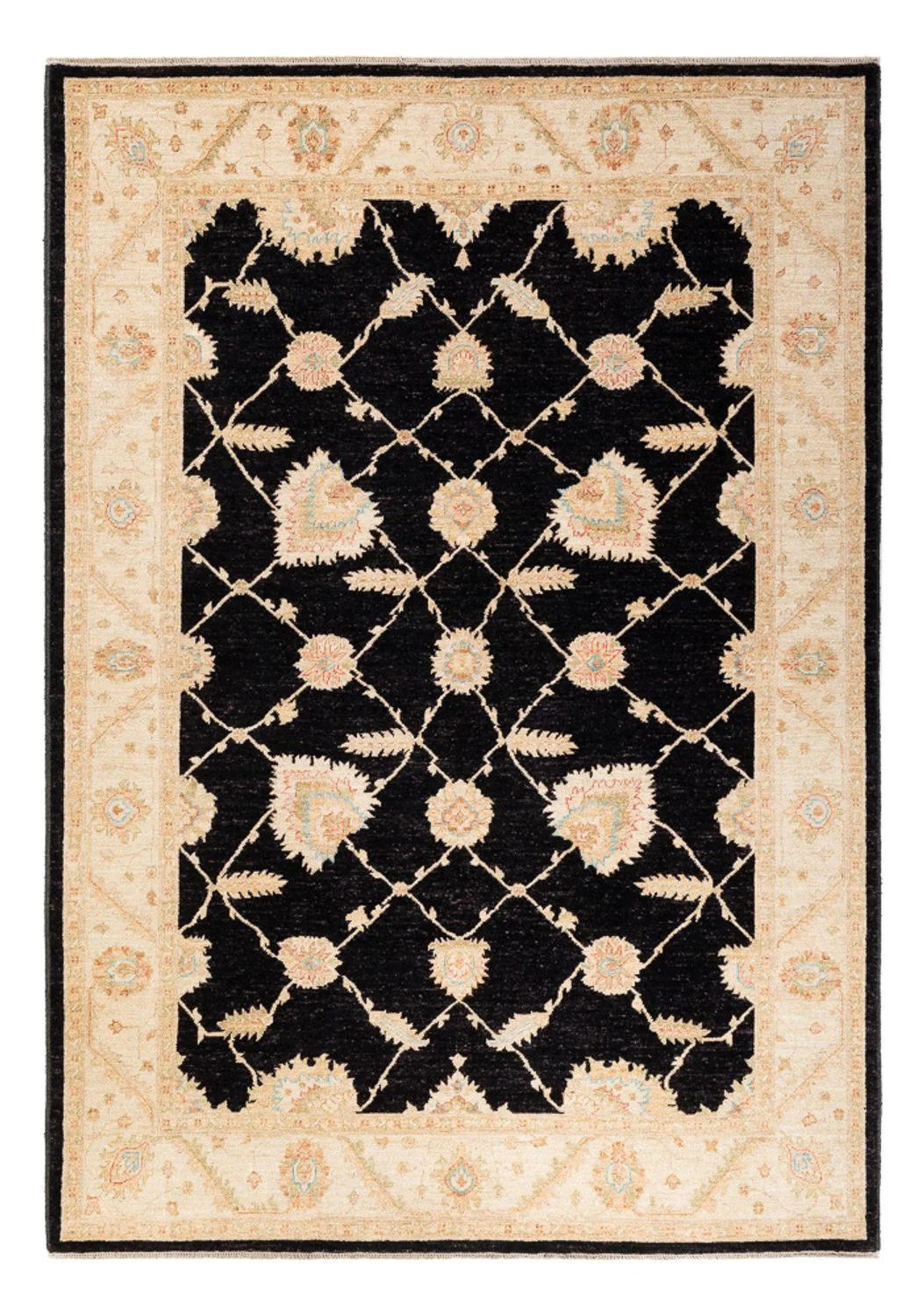 Ziegler Teppich - 244 x 175 cm - schwarz